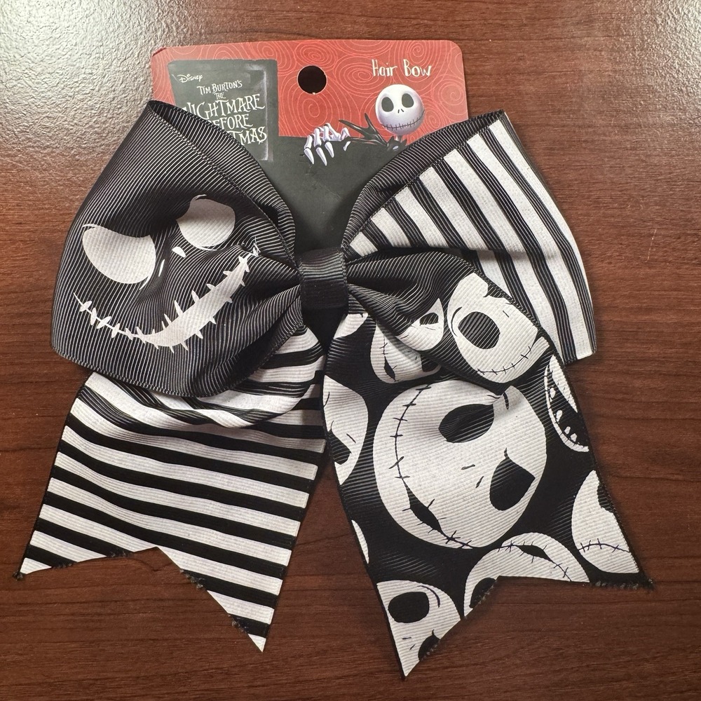 Loungefly Nightmare Before Christmas Jack Skellington Striped Cheer Hair Bow NEW